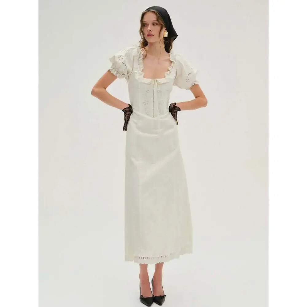 For Love & Lemons Adelie Midi Dress XS / White - Picture 1 of 8